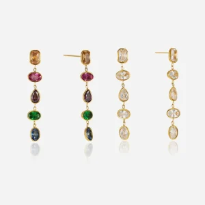 Elegant Trend Tarnish Free Stainless Steel Geometric Zircon Tassel Earrings for Daily Office Wear Matching Outfits