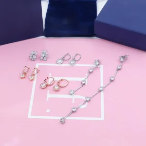 Elegant Trendy Crystal Rhinestone Inlaid Channel Set Stud Earrings Floral Star Hoop Drop 14K Gold Plated Women Fashion Square
