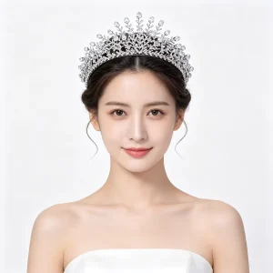 Elegant Vintage Marquise CZ Crystal Pageant Crowns Tiaras Silver Royal Bridal Headband Diadem Women Wedding Hair Accessories
