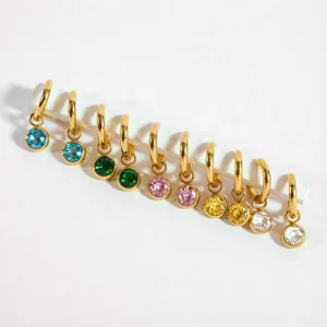 Elegant Waterproof Stainless Steel Multi Diamond Zircon Drop Small Cute Huggies Earrings for Women Fashion Jewelry