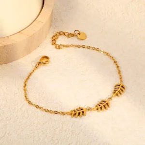 Elegant Wheat Styling Charm Bracelet Fashion Jewelry PVD Gold Played 304 Stainless Steel Bracelet for Women Men