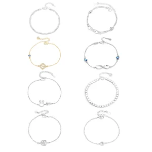 Elegant Women Bangles Dainty Multi Style Chain Zircon Rabbit Rose Infinity Charms Trendy Gift Daily Fashion Accessories