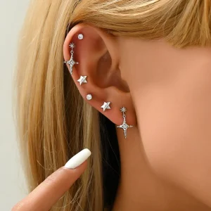 Elegant Zircon Star Stud Earrings Refined Mori Style Design for Women Premium Niche Design Fashion Jewelry