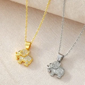 Elephant Pendant Necklace for Women Inlay Crystal Jewelry Accessories Clavicle Chain Romantic Wedding Gifts