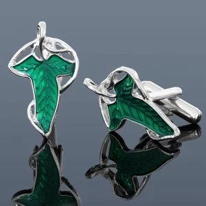 Elf Zinc Alloy Leaf Cufflinks Green Sleeve Studs Shirt Fashion Cufflinks Clothing for Men