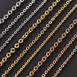 Embossed Shiny Rolo Link Choke Chain 2 3 4mm Stainless Steel Clavicle Gold Color Necklace Women Men’s Jewelry Gift