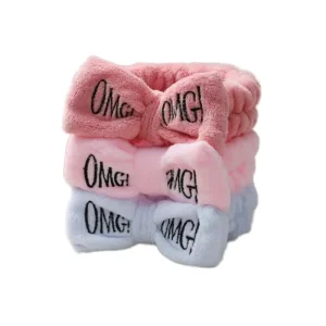 Embroidered Plush Coral Fleece Face Washband Ladies Hair Accessories Extra Large Bow Elastic Cheerleading Accessories