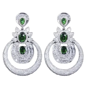 Emerald Heavy Industry Micro-set Zirconia European and American Fashionable Elegant Earrings