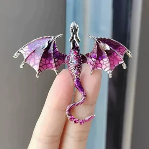 Enamel Dragon 3D Animal Pin Brooch & Headpiece Set Diamonds Hard Enamel Fashion Accessory for Women Father’s Day Graduation Gift
