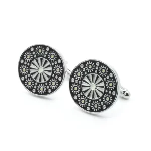 Enamel Engraved Floral Classic Cufflinks Custom Men’s Suit Shirt Fashion Accessory Wedding Tuxedo Trendy Jewelry Gift