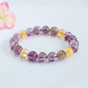 Energy Stone Citrine Beaded Bracelets Natural Healing Crystal Bracelets Fashion Jewelry Amethyst Bracelets for Women and Men