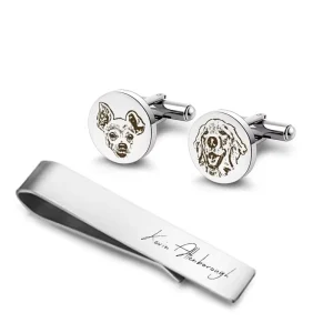Engraveable Logo Cufflinks with Men Senior Design Sense Stainless Steel Customization Fashion Cuff Links Tie Clips