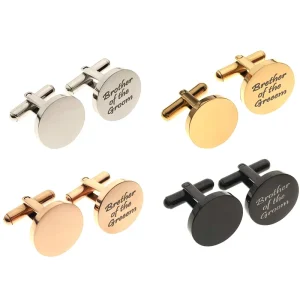 Engraved Initial Business Custom Logo Wedding Gift Personalized Fashion Metal Crafts Men Classic Stylish Cuff Links