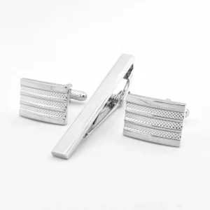 Engraved Texture Elegant Cufflinks Tie Clips Custom Mens Suit Shirt Fashion Accessory Wedding Tuxedo Trendy Jewelry