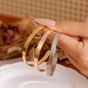 Engraving Blanks Jewelry Stainless Steel Fashion Cuff Bracelets Anti Tarnish Bangles for Women Customizable Jewelry