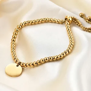 Engraving Ins Titanium Steel Adjustable Length Fashion Personality Beads All match Stainless Steel Women’s Bracelet