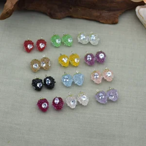 Epoxy Resin Fruit Jewelry Accessories Creative Raspberry Set Zirconia Pendant Bracelet and Earring Accessories