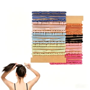 Ethnic Bohemian Geometric Gradient Color Polyester Hair Tie Bracelet 20PCS Set Party No Breakage Elastic Hair
