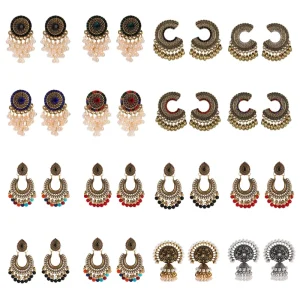 Ethnic Retro CZ Crystal Zinc Alloy Drop Earrings Women Bohemian Multilayer Pearl Tassel Elegant Banquet Bridal Jewelry Gift