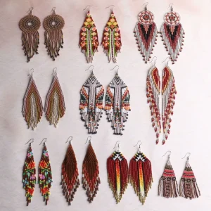 Ethnic Vintage Glass Seed Beads Woven Earring Handmade BOHO Color Earring Halloween Festival Earrings Gift Jewelry