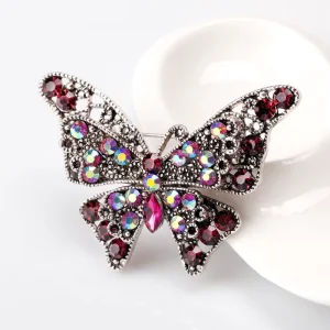 Euramerican Fashion Vintage Multicolor Crystal Rhinestone Butterfly Brooches Pins Insect Business Suit Coat Brooch Accessories