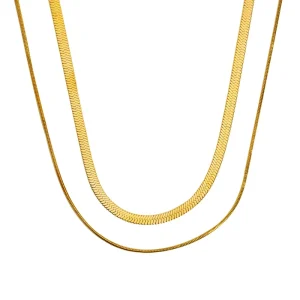Euro American Minimalist Hip hop Style Unisex Metal Double Layer Stackable Chain Fashion Layered Necklaces Unisex Design