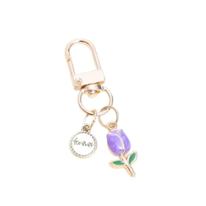 Euro-American Style Colorful Tulip Keychain Cute Minimalist “forever” Letter Pendant Women’s Bag Charm