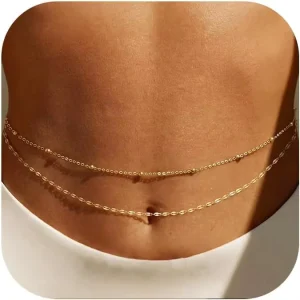 Euro American Sweet Cool Style Copper Alloy Plated Waist Chain Layered Body Chain Colorfast for Women