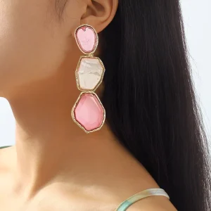 Europe America Classic Fashion Women Modern Simple Long Irregular Geometric Hoop Earrings