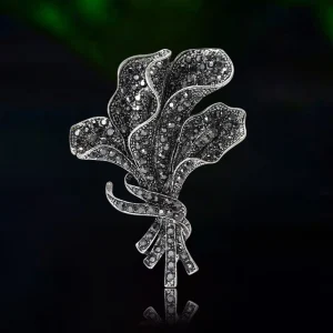 Europe America Retro Alloy Crystal Rhinestone Gun Black Orchid Bouquet Brooch Fashionable Western style Womens Apparel