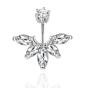 Europe US Belly Button Ring Nail Stainless Steel Flower Design Fashion Inlaid Zircon Women’s Body Piercing Jewelry Holiday