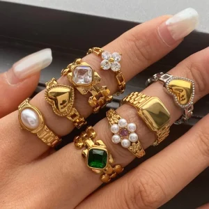 Europe US Female Fashion Rings Titanium Steel Watch Band Ring Durable Stainless Steel Niche Design Cross Border Jewelry