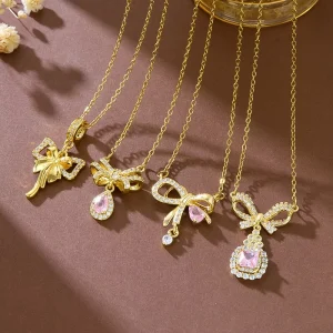 Europe United States Cross border New Gradient butterfly Necklace Women Fashion Pendant Stainless Steel Bamboo Accessories