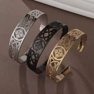 Europe United States FANKE Jewelry Personality Simple Stainless Steel Bangles Retro Fashion Hollow C Type Open Gift Factory