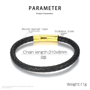 Europe United States Men’s Trendy Simple Plain Ring Bracelet Personalized Leather Rope Woven Fashion Charm Bracelets