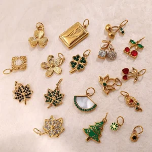 Europe and America Stainless Steel Vintage Bracelet Accessories Pendant DIY Charms Flower Cherry Design Women Fashion Jewelry