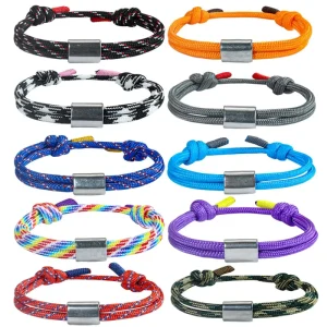 European American Carved Stainless Steel Sports Fitness Swimming Wristband Customizable Logo Paracord Bracelet Fashion Charm