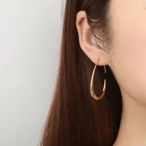 European American Classic Fashion Sense Geometric Gold Plated Stainless Steel Women’s Trendy Elegant Fashion Earrings Cool Style