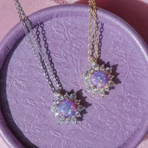European American Copper Opal Zircon Women’s Pendant Necklace Bamboo Chain Cross Border Micro inlaid Star