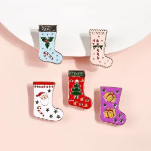 European American Creative New Cartoon Cute Sled Christmas Enamel Electroplated UV Printed Customized Shape Alloy Oil Drop