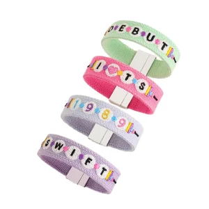 European American Creative Taylor Theme Letter Embroidery Hand-Woven Magnetic Buckle for Bracelet for Women Fashion String