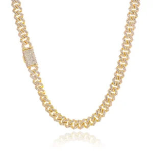 European American Cross border Hip hop Zircon Necklace 15mm Four row Iron Cuban Chain Unisex Bracelet Jewelry