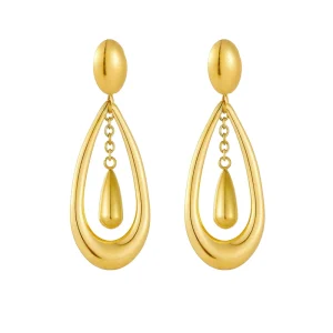 European American Cross border for Best selling Water Drop shaped Earrings Fashionable Trendy Gold plated Stainless Earrings