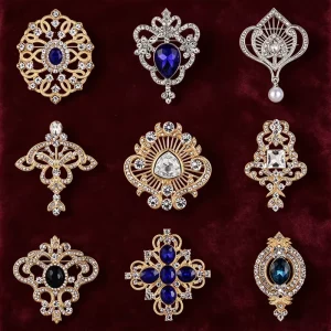 European American Crystal Glass Alloy Brooch Fashion College Style Pin Unisex Wedding Party Gift Accessory