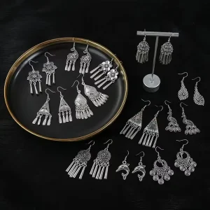 European American Drop Earrings Retro Ethnic Style Literary Temperament Alloy ZIRCON Tassel Exotic Tourism Earrings
