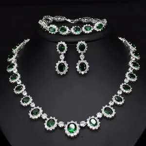 European American Fashion Costume Cubic Zircon Bridal Jewelry Set Trendy Wedding Designs