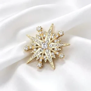 European American Fashion Flower Brooch Anti Exposure Alloy Rhinestone Pin Suit Lapel Clip