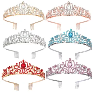 European American Fashion Gold Plated Crystal Alloy Crown Bride Headwear Hair Accessories Wedding Birthday Holiday Party Tiaras