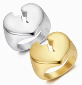 European American Fashion Heart Shape Stainless Steel Ring Trendy Women Rings Fashion Simple Personality Ladies Ring