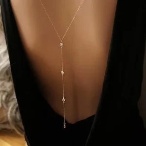 European American Fashion Minimalist Water Drop Back Chain Necklace Body Chain Women Long Geometric Alloy